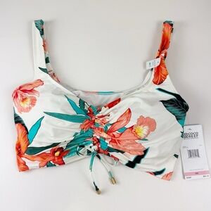 Coco Reef Bikini Top Womens Size 40C White Orange Floral Bra Sized Swimwear NWT